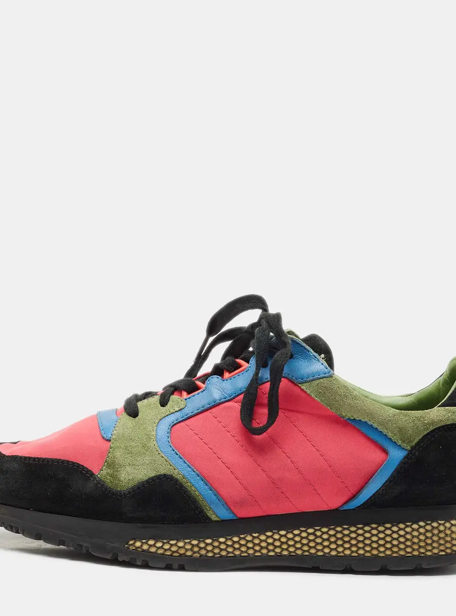 Gucci Multicolor Nylon and Suede Lace Up  Sneakers Size 42