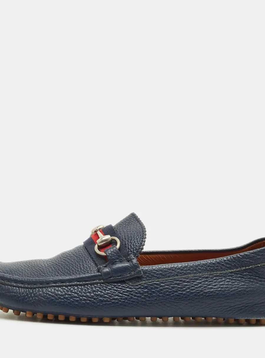 Gucci Horsebit Size 41.5 Navy Blue Leather Driver Loafers