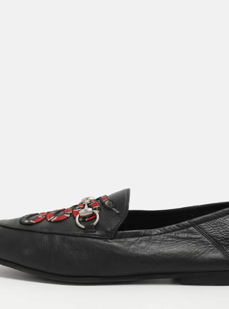 Gucci Kingsnake Brixton Horsebit  Size 41.5 Black Leather Loafers
