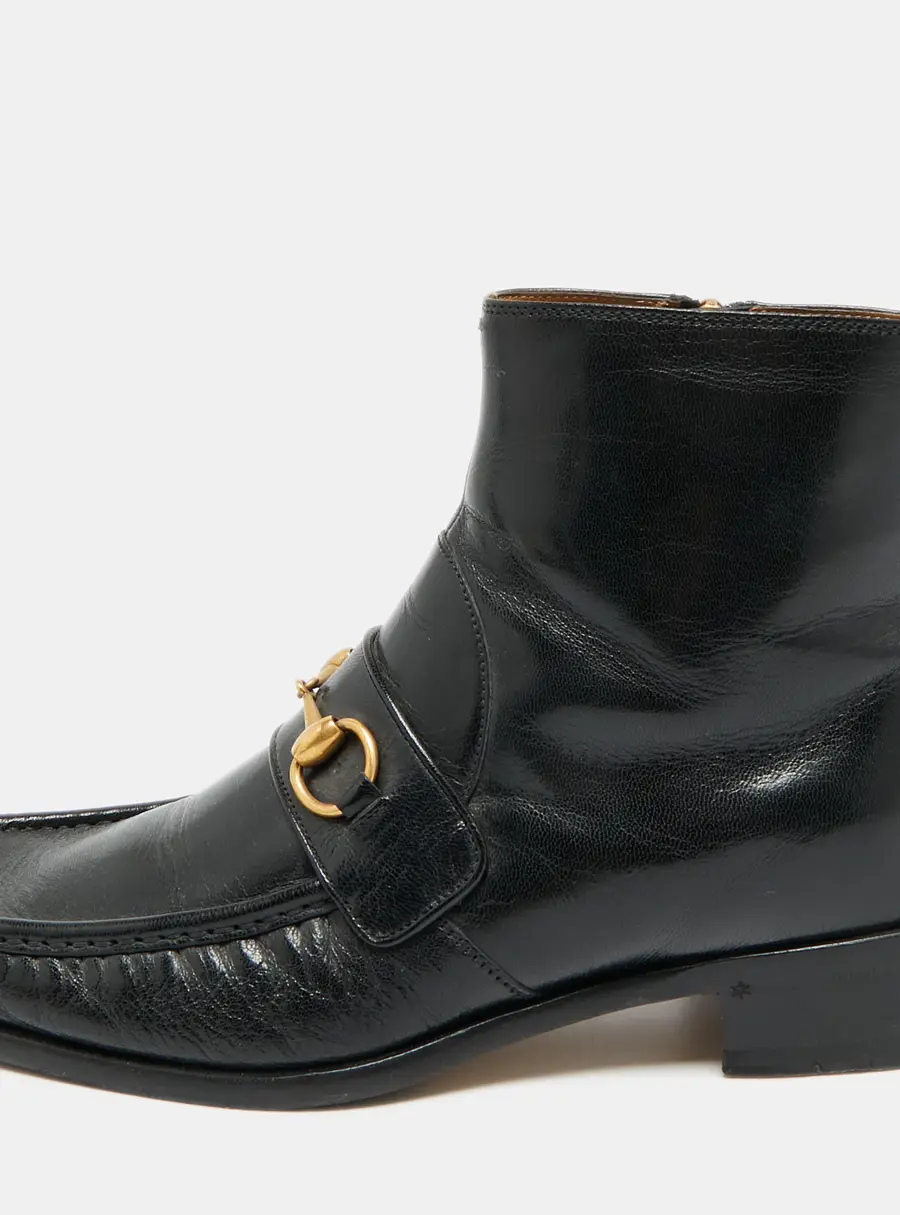 Gucci Horsebit Size 41 Black Leather Ankle Length Boots
