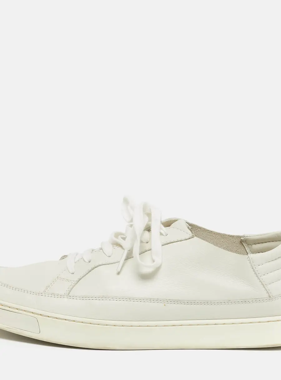 Gucci Size 44 White Leather Low Top Sneakers