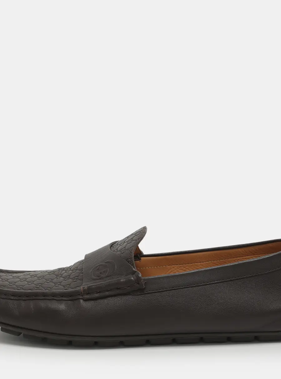 Gucci Size 44 Brown Microguccissima Leather Loafers