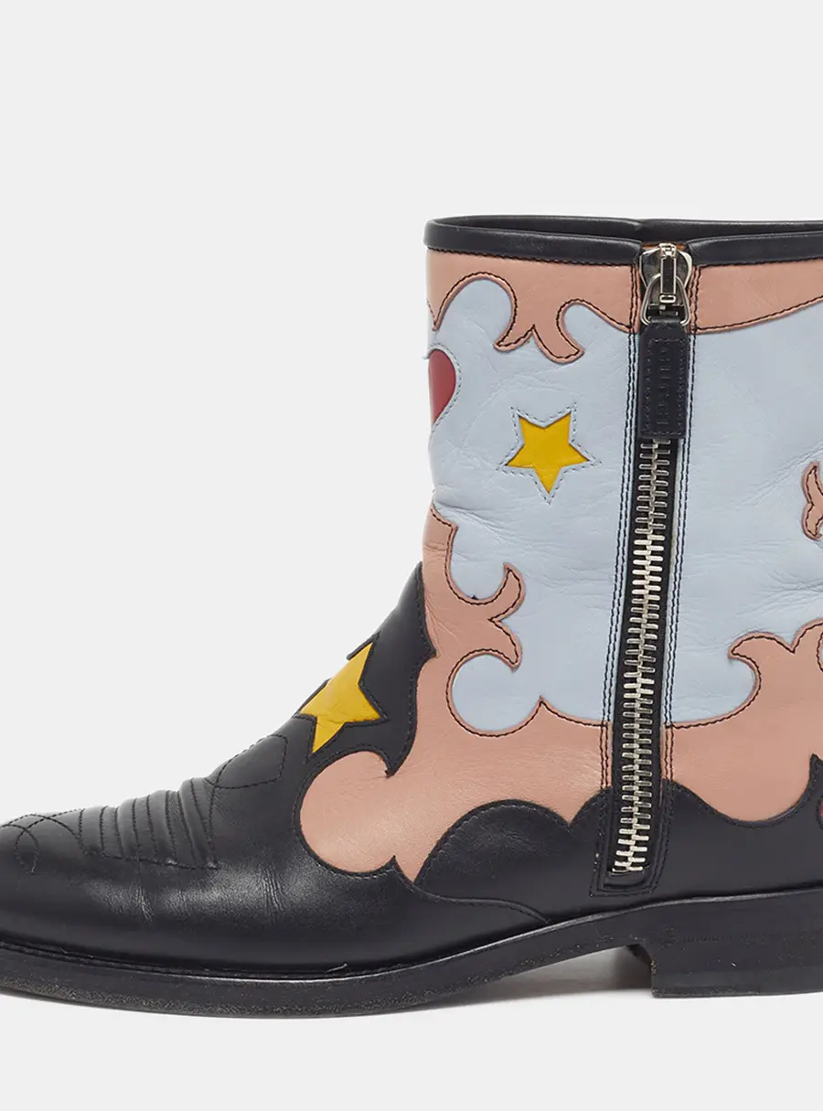 Gucci Size 38 Multicolor Leather Ankle Length Boots