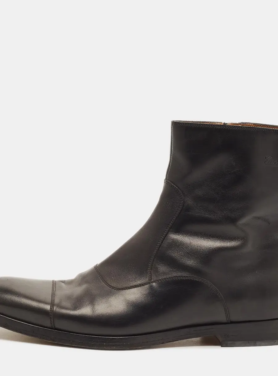 Gucci Size 41 Black Leather Ankle Length Boots