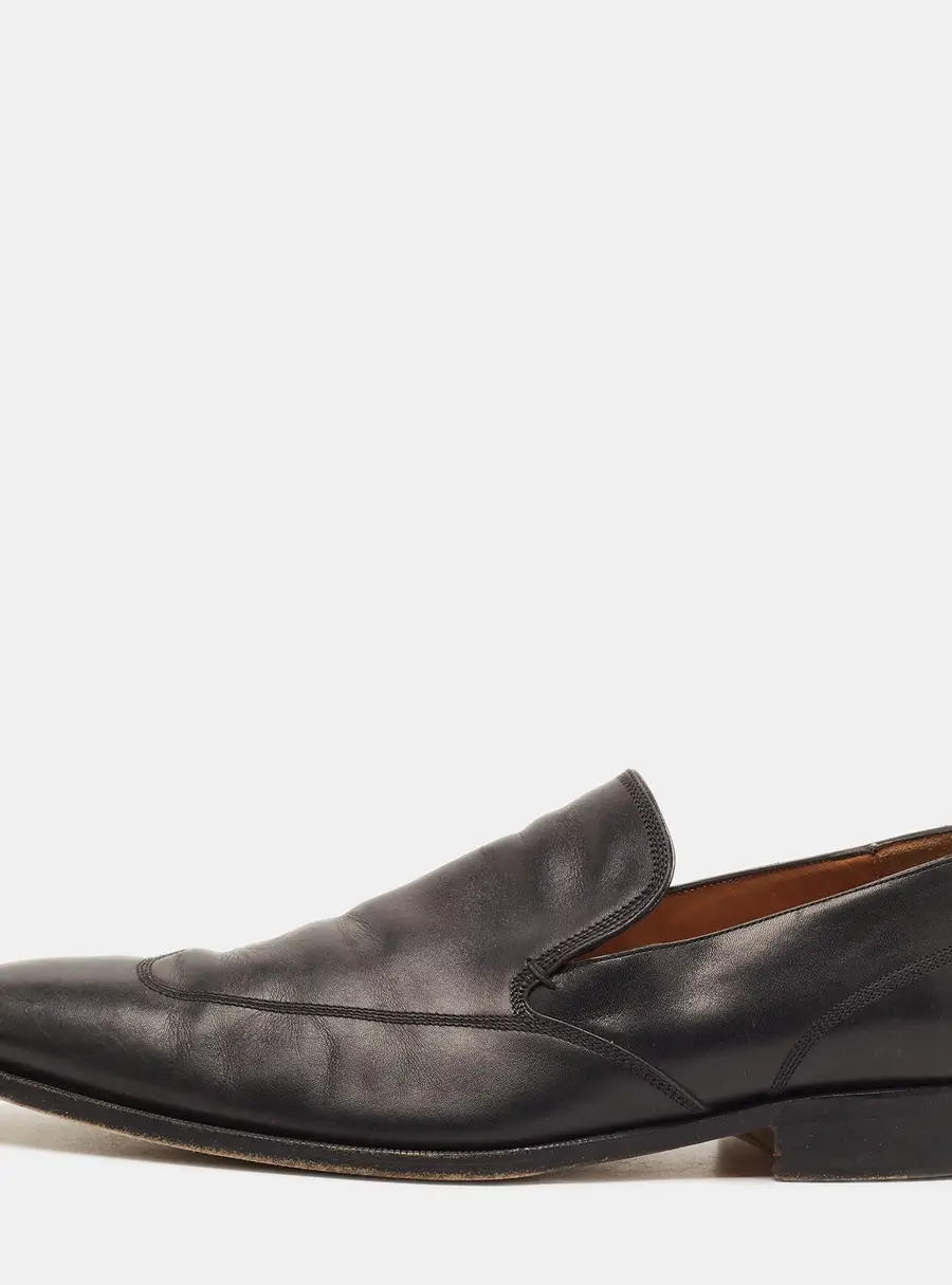 Gucci Size 45.5 Black Leather Slip On Loafers