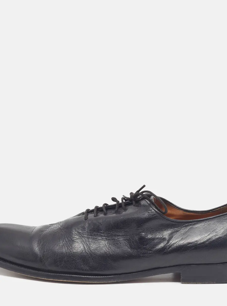 Gucci Size 45 Black Leather Lace Up Oxfords