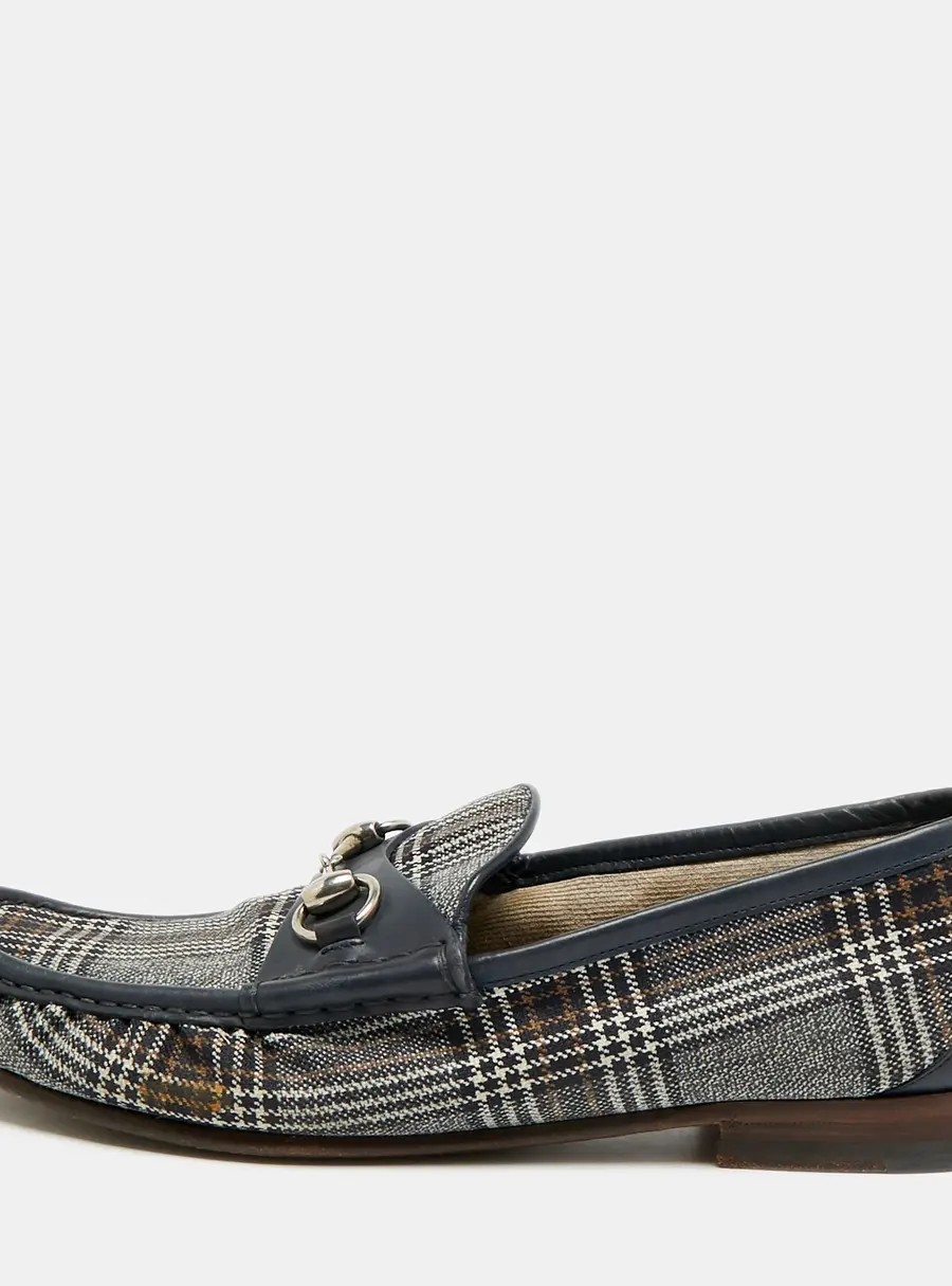 Gucci Horsebit Size 43 Tricolor Fabric and Leather Penny Loafers