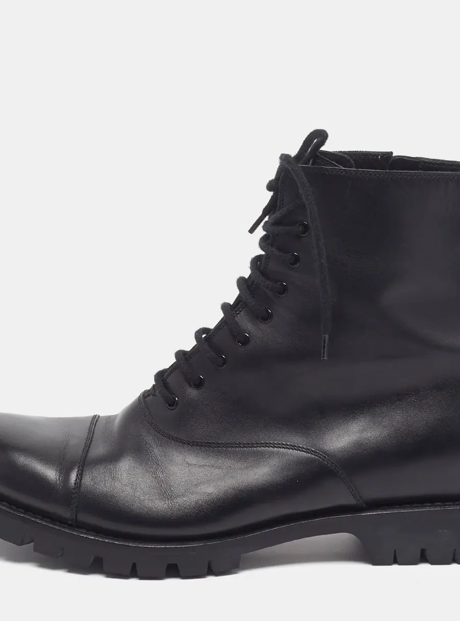Gucci Size 44 Black Leather Combat Boots
