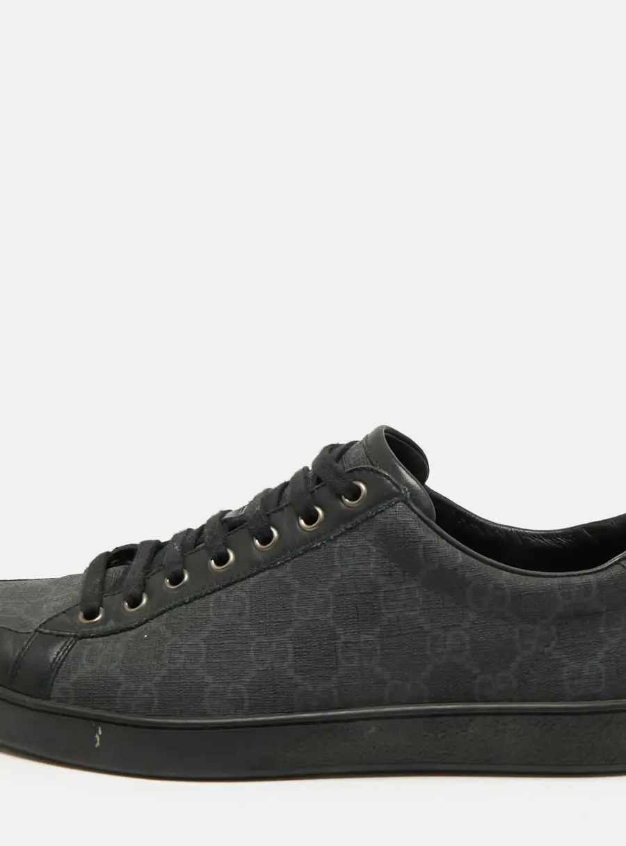 Gucci Brooklyn Size 43 Black/Grey GG Supreme Coated Canvas and Leather Low Top Sneakers
