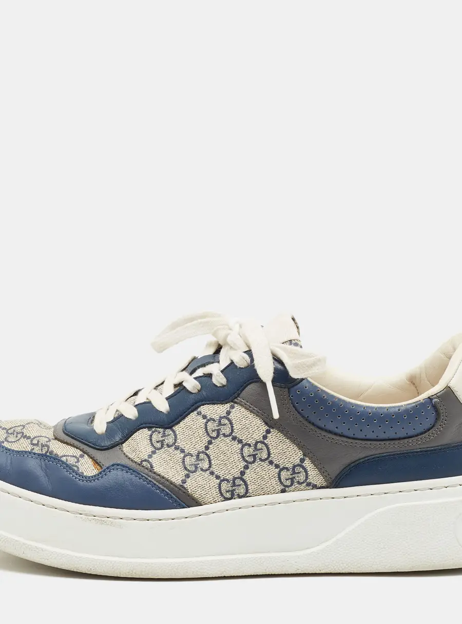 Gucci GG Size 43 Multicolor Coated Canvas and Leather Chunky B Lace Up Sneakers
