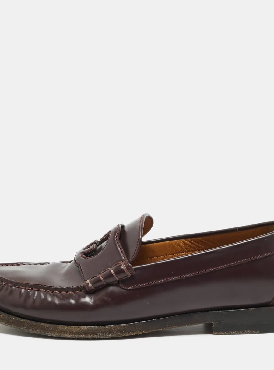 Gucci Interlocking G Size 41 Burgundy Leather Loafers