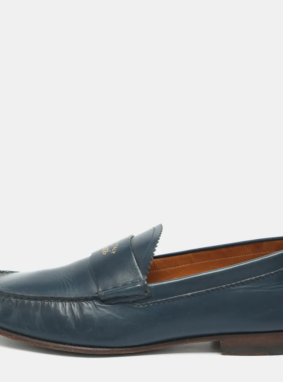 Gucci Size 44.5 Navy Blue Leather Loafers