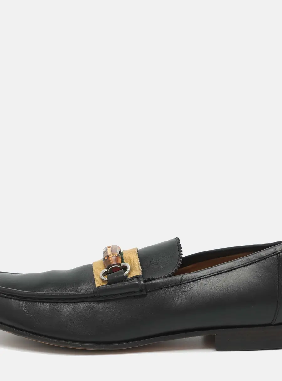 Gucci Bamboo Horsebit Size 43 Black Leather Loafers