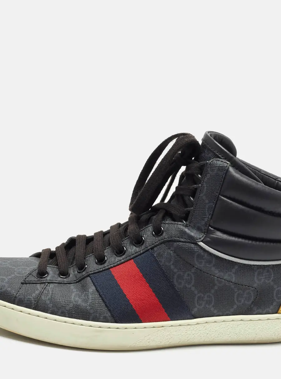 Gucci Ace Size 40.5 Multicolor GG Canvas and Leather High Top Sneakers