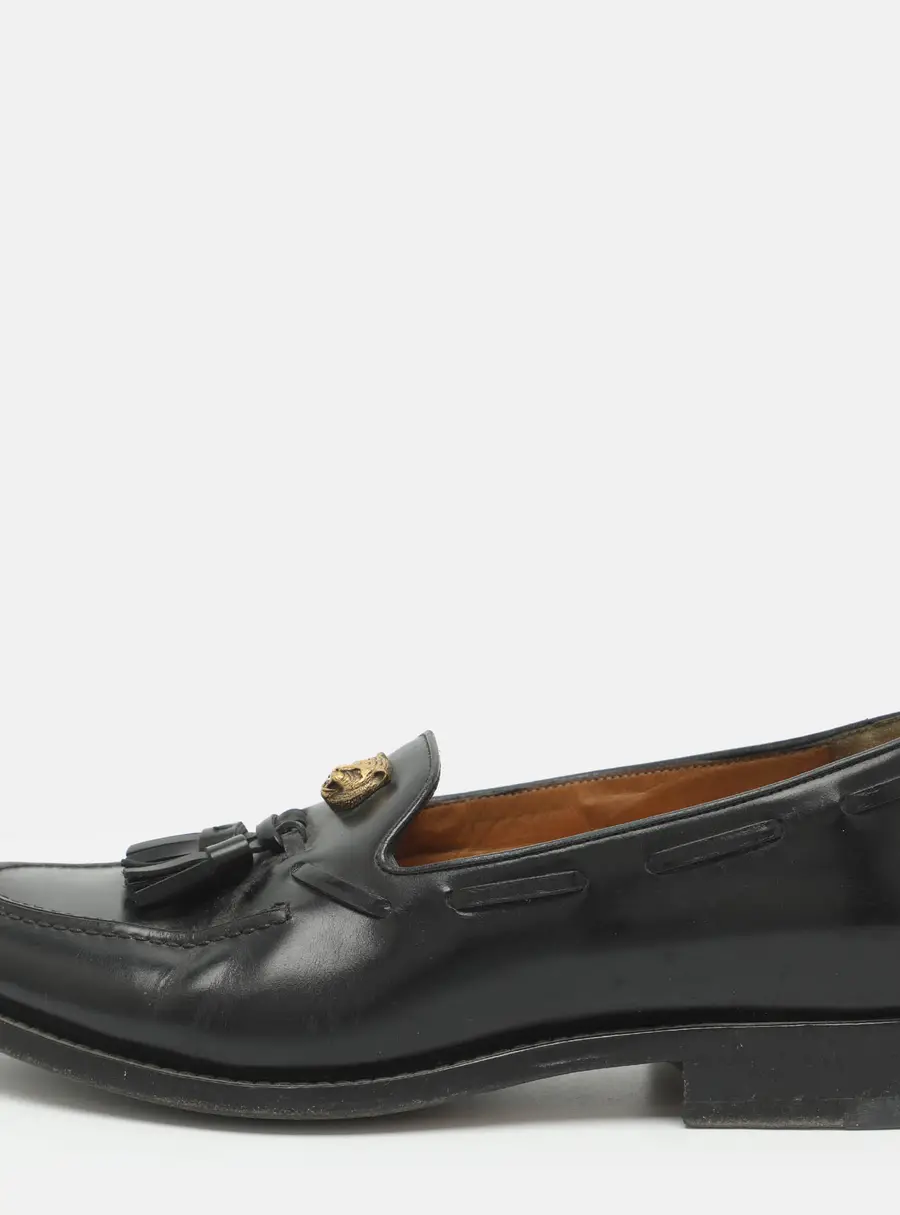 Gucci Size 40 Black Leather Loafers