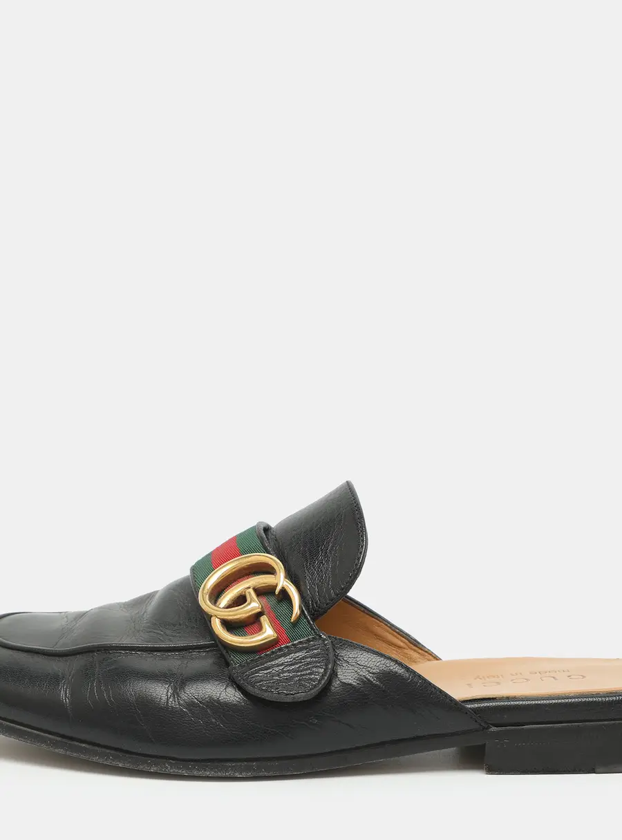 Gucci Princetown Size 40 Black Leather Mules