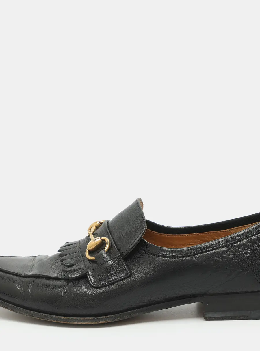 Gucci Bee Horsebit Size 39.5 Black Leather Loafers