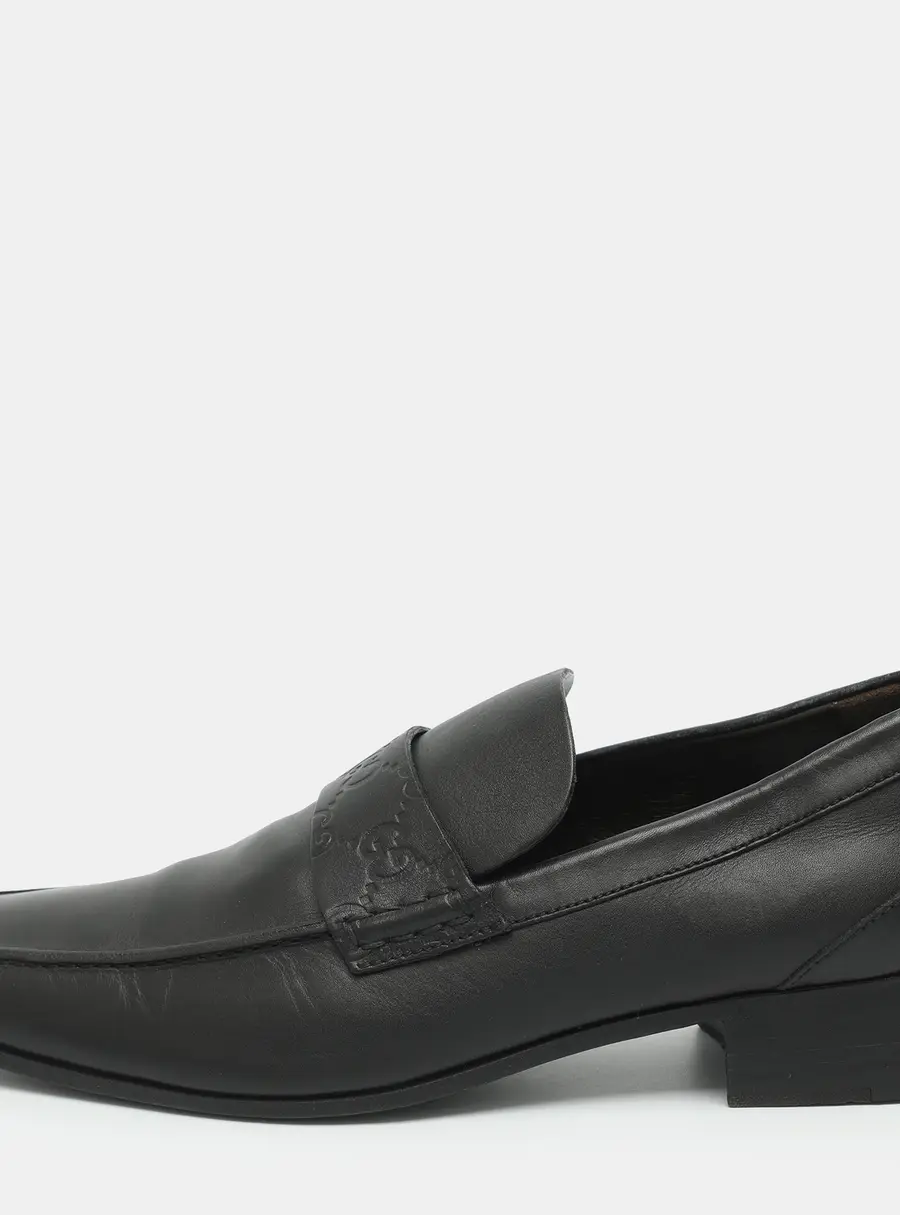 Gucci Size 41.5 Black Leather Loafers