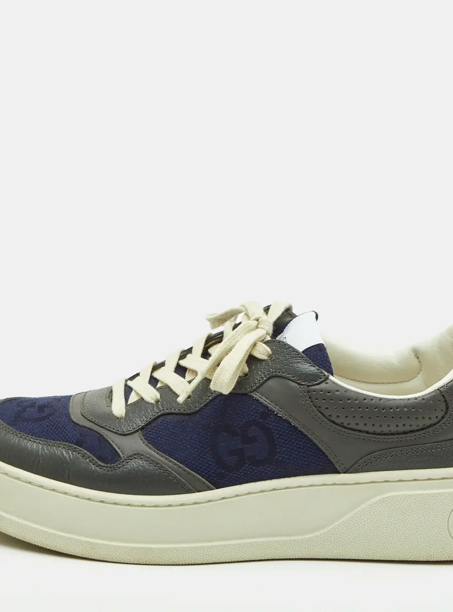 Gucci Interlocking GG Chunky Size 43 Dark Grey/Navy Blue Leather and Canvas Platform Sneakers