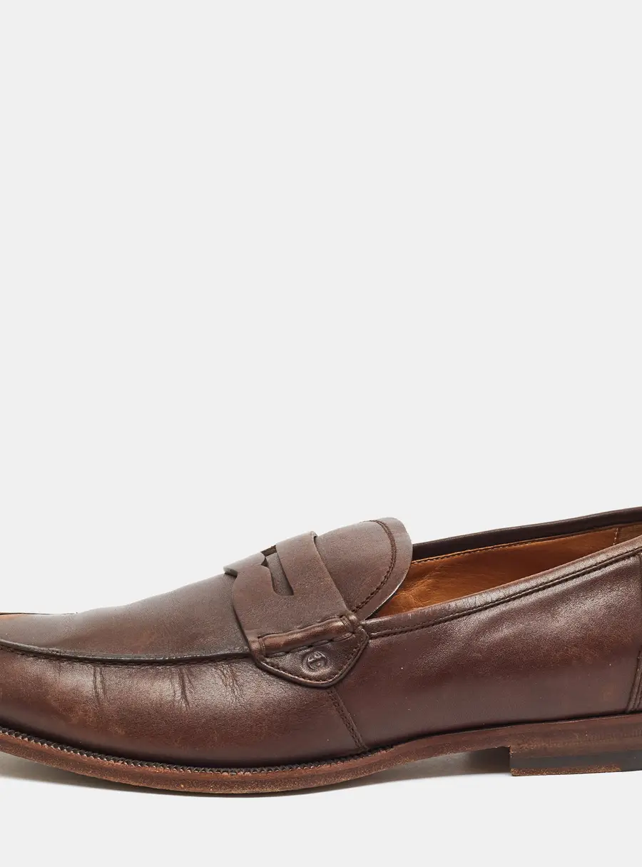 Gucci Size 42 Brown Leather Penny Loafers