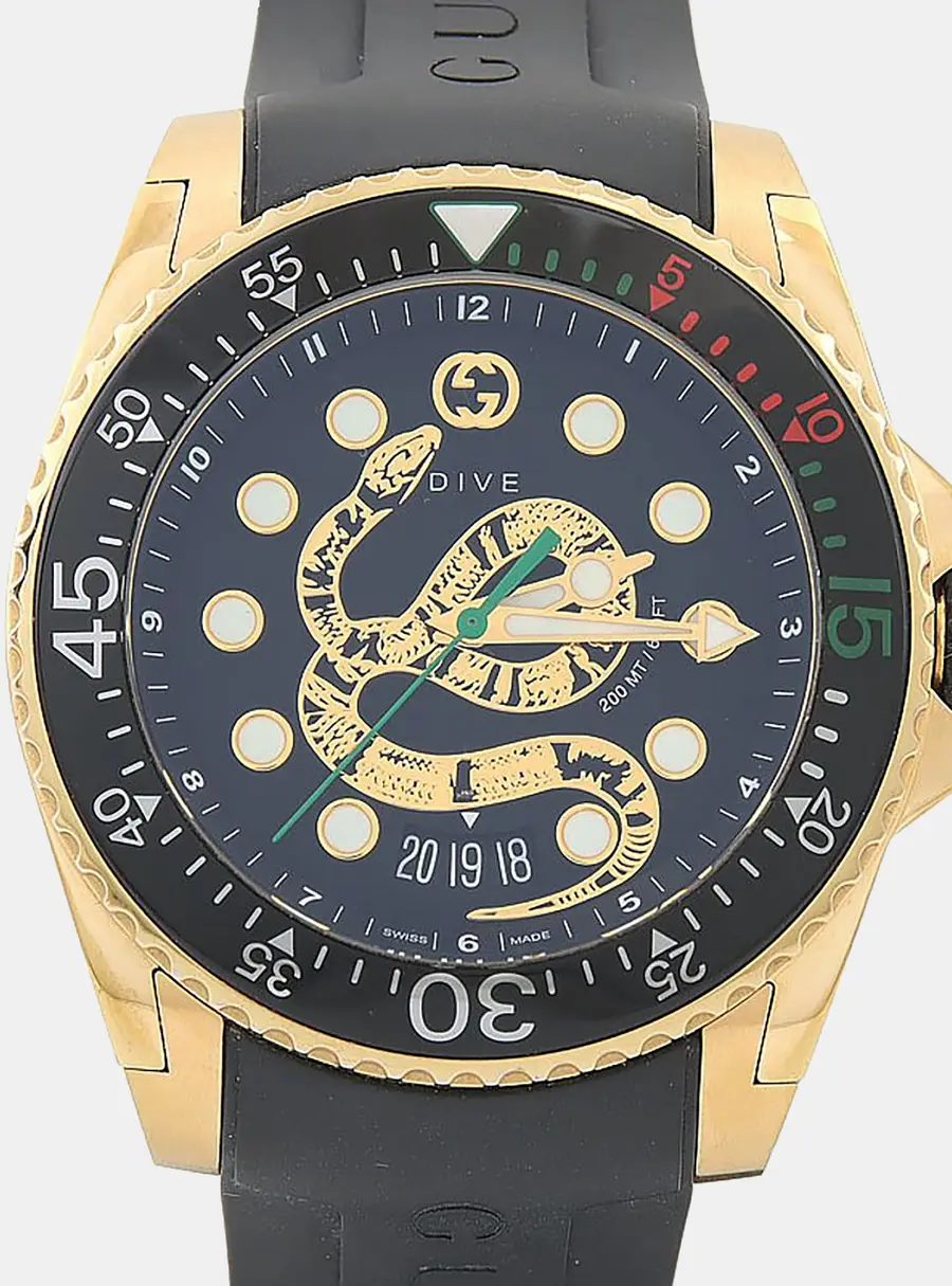 Gucci Dive 136.2 Quartz Black Stainless Steel Men's Wristwatch 45 mm