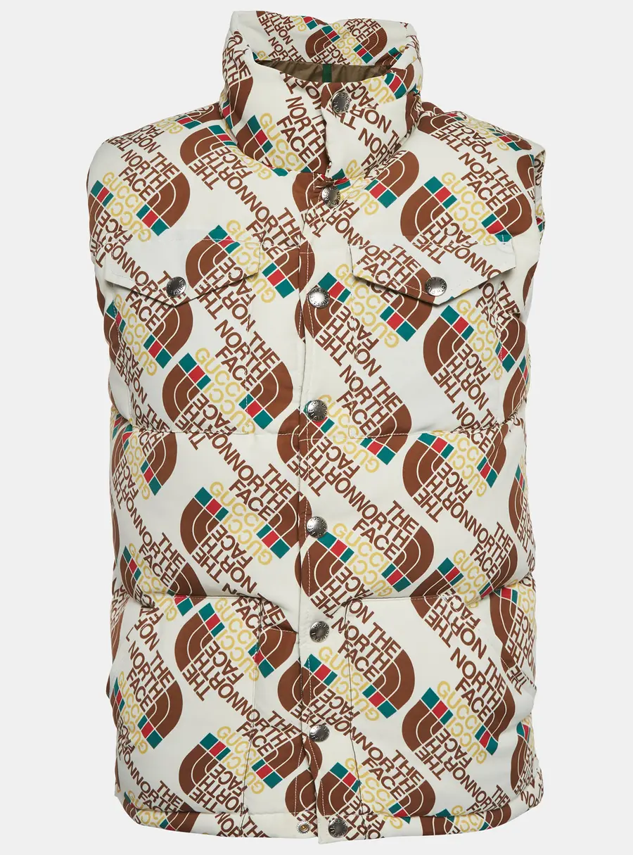 Gucci x The North Face White Logo Print Synthetic Down Vest XS