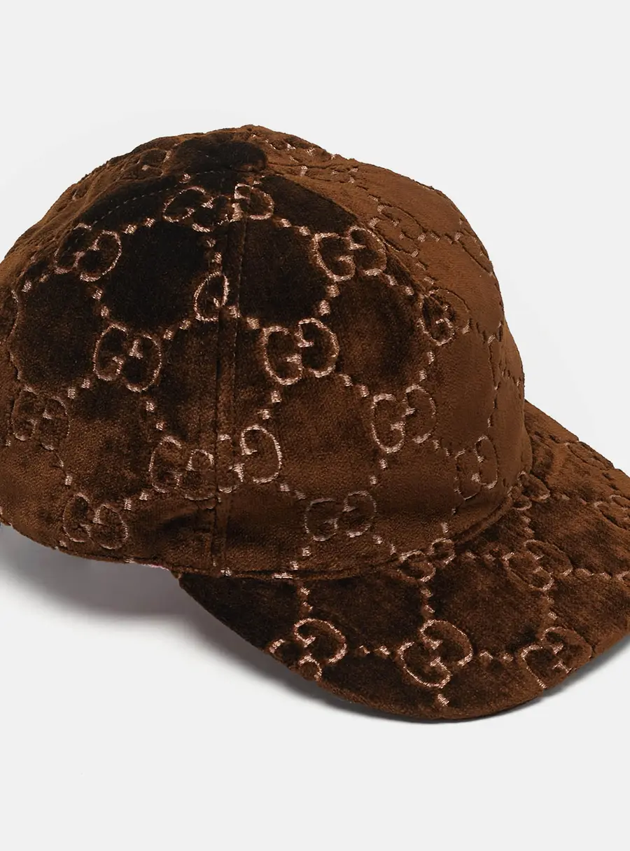 Gucci Brown GG Velvet Baseball Cap M