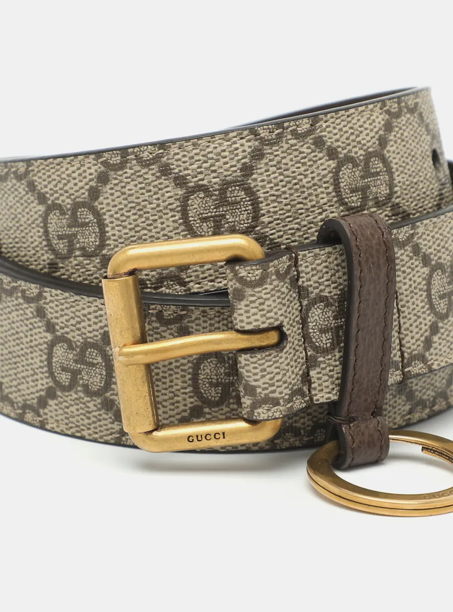 Gucci Ophidia 110/44 Buckle Belt Beige Coated Canvas