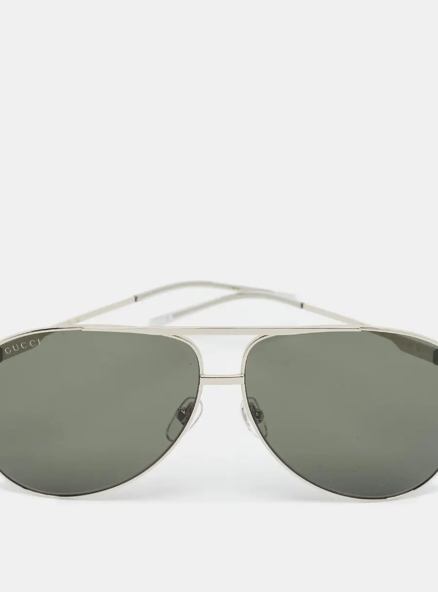 Gucci Grey/Silver Tone GG1677S Web Aviator Sunglasses