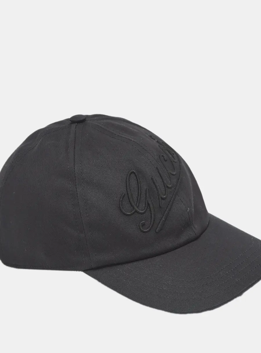 Gucci Black Logo Embroidered Cotton Baseball Cap S