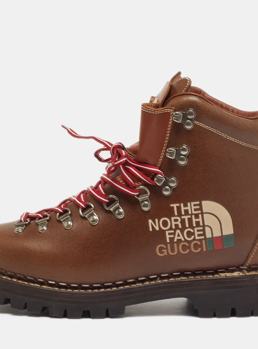 Gucci x The North Face Size 40.5 Brown Leather Hiking Ankle Boots