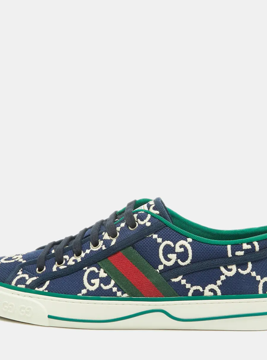 Gucci Tennis 1977 Size 44 Tricolor GG Jacquard Low Top Sneakers