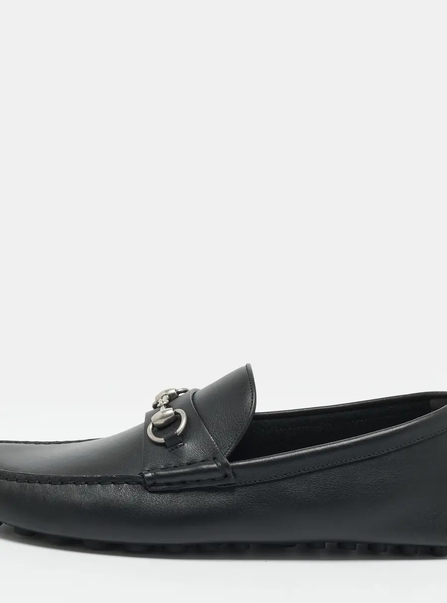 Gucci Horsebit Size 43.5 Black Leather Driver Loafers