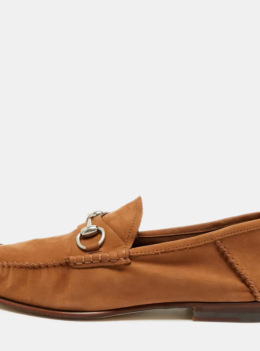 Gucci 1953 Horsebit Size 40 Brown Nubuck Leather Loafers