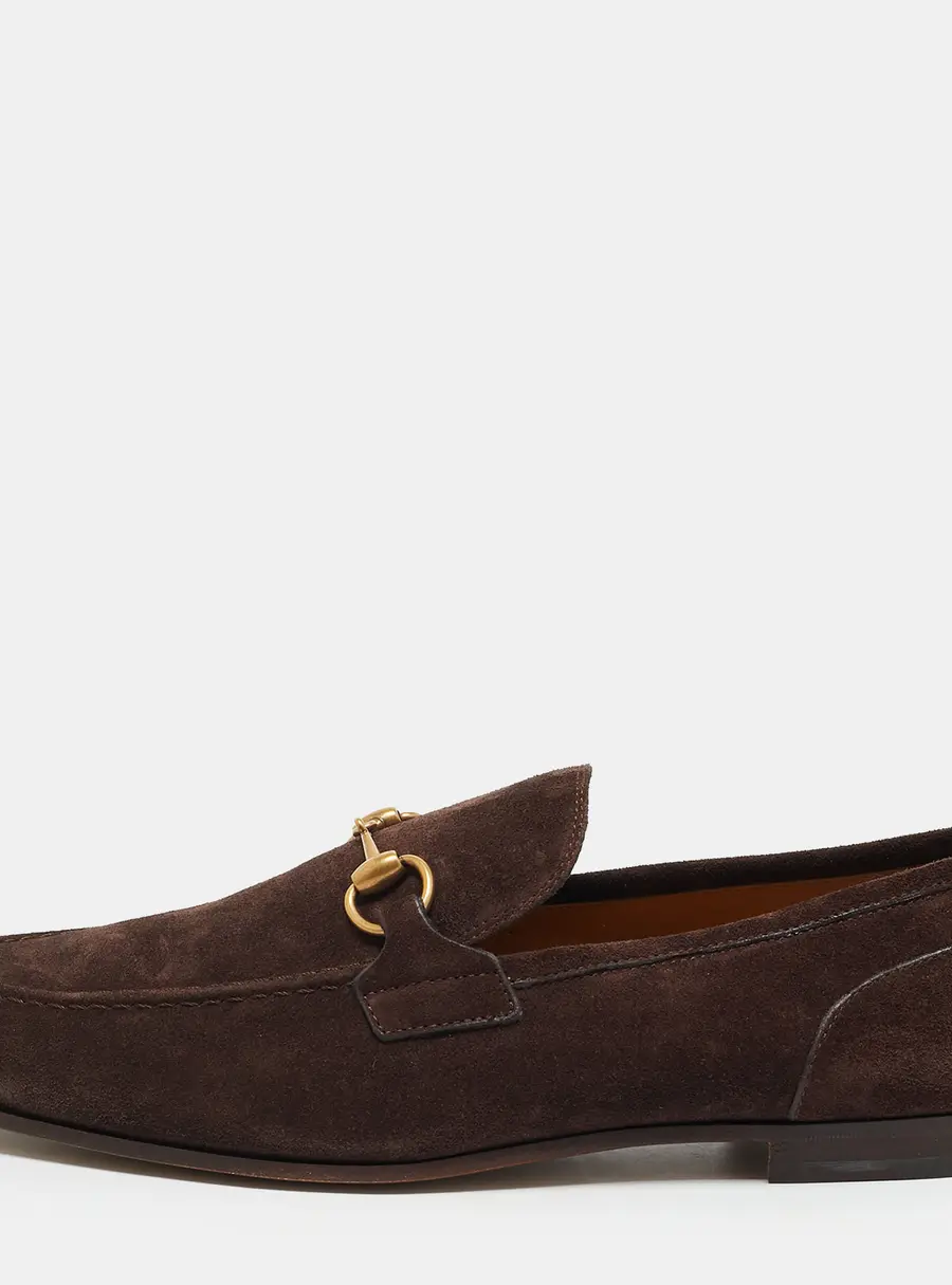Gucci Jordaan Size 45 Brown Suede Loafers
