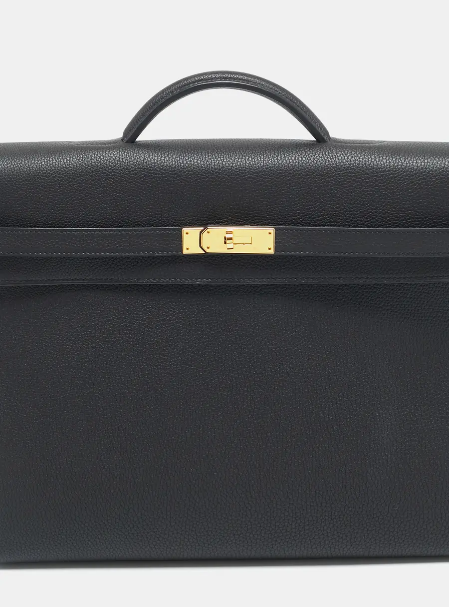 Herm&egrave;s Kelly Depeches 36 Noir Togo Leather Briefcase