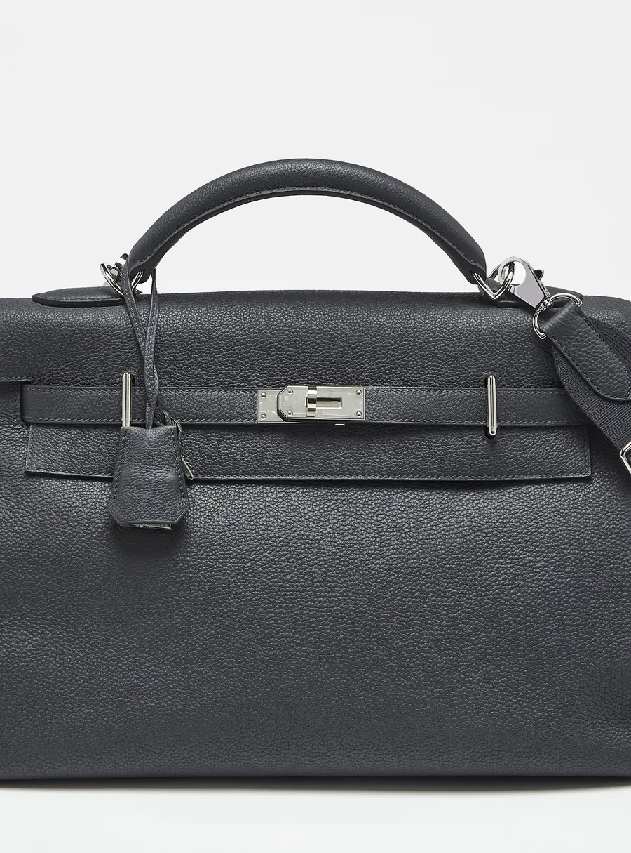 Hermes Kelly Maxi 42 Palladium Finish Gris Misty Togo Leather Top Handle Bag