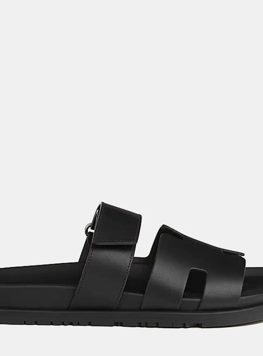 Hermes Chypre Sandal Size 41 Noir Calfskin