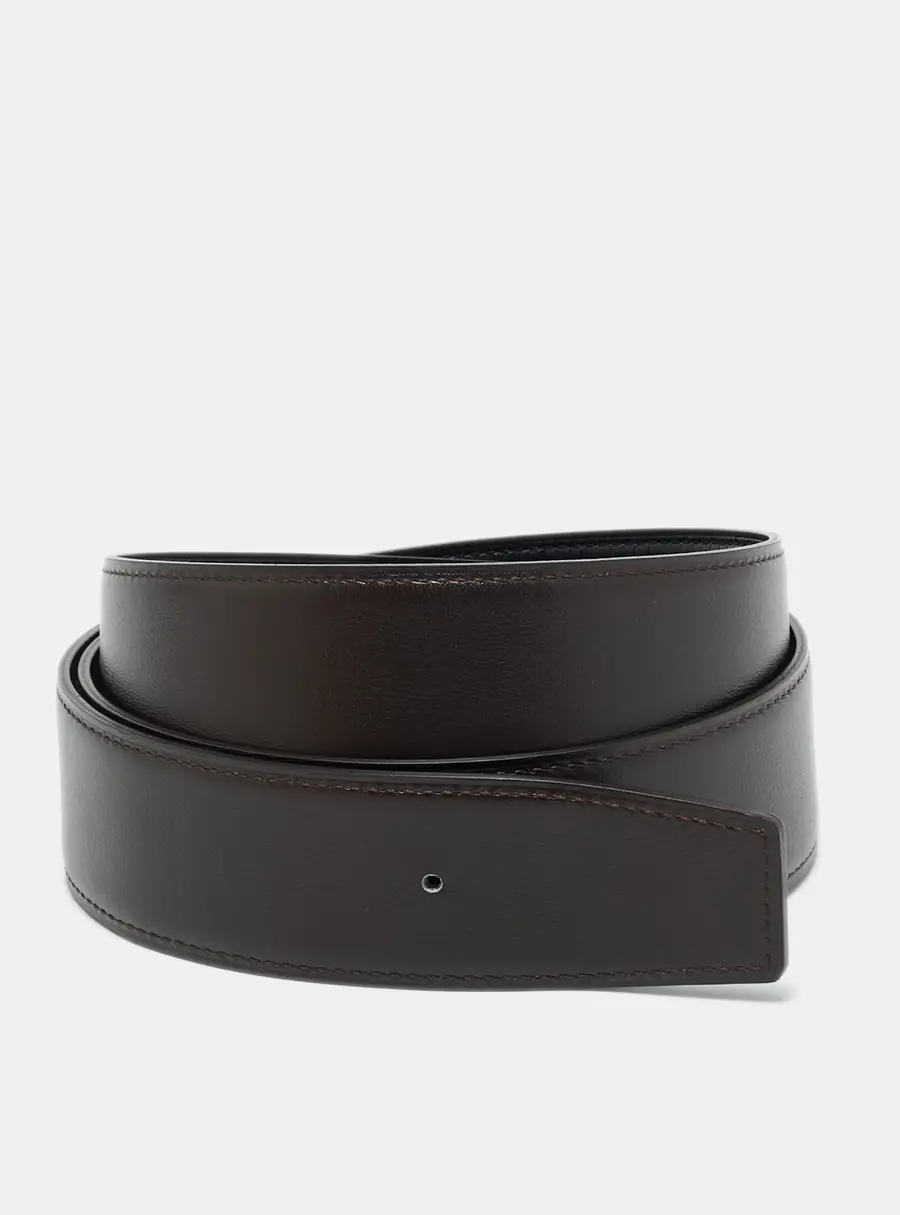 Hermes Noir/Chocolat Box and Chamonix Leather Reversible Belt Strap 100 CM