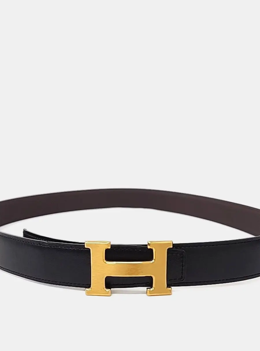Hermes H Reversible Brown Leather Belt (W)