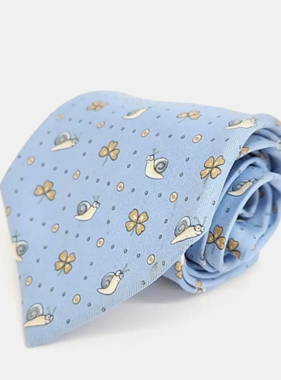 Hermes Silk Pastel Blue Tie