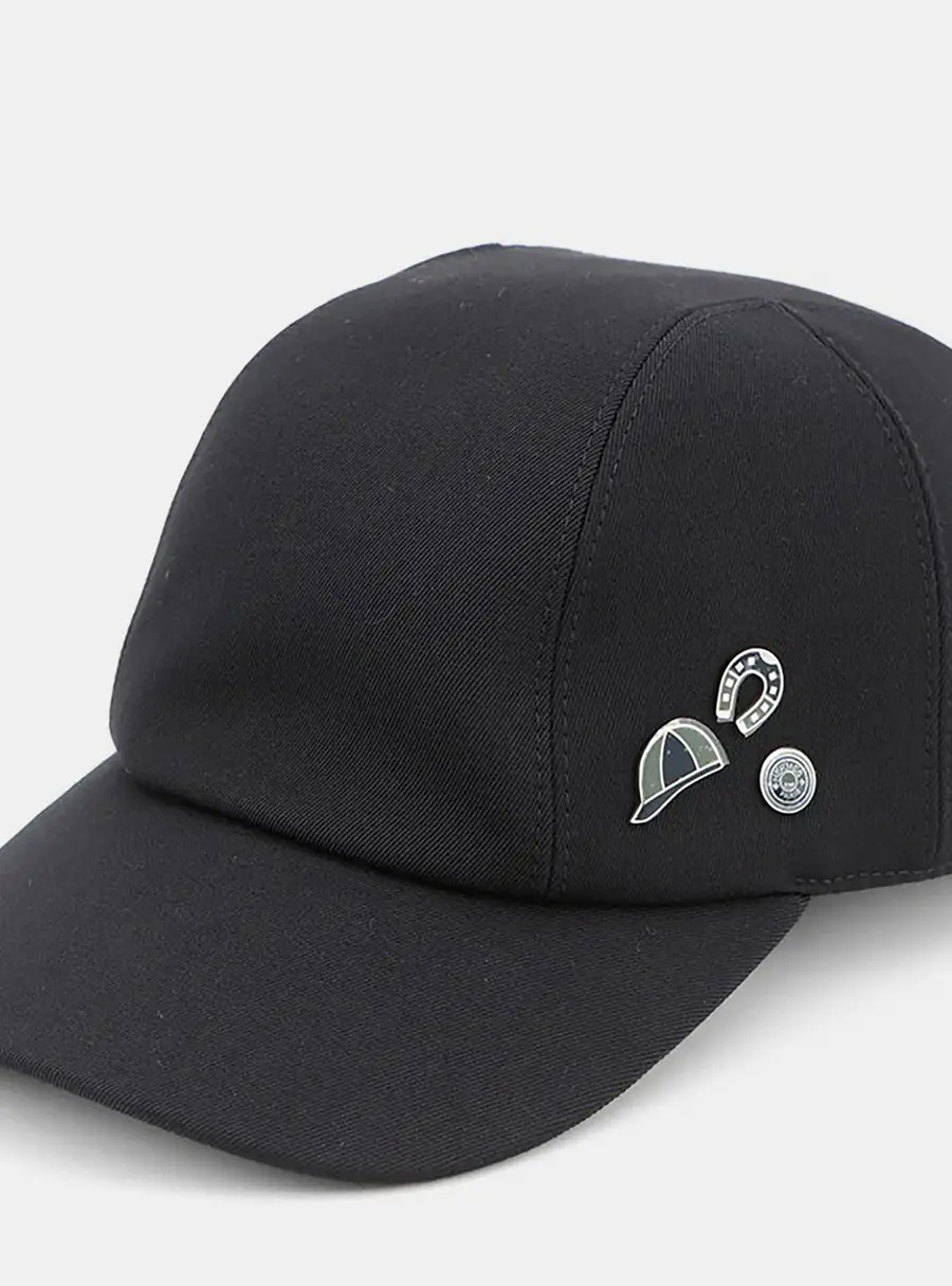 Hermes Cap Miles Jump Size 60 Black Wool Cotton