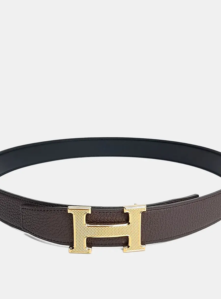 Hermès Leather H Reversible Belt (Z)