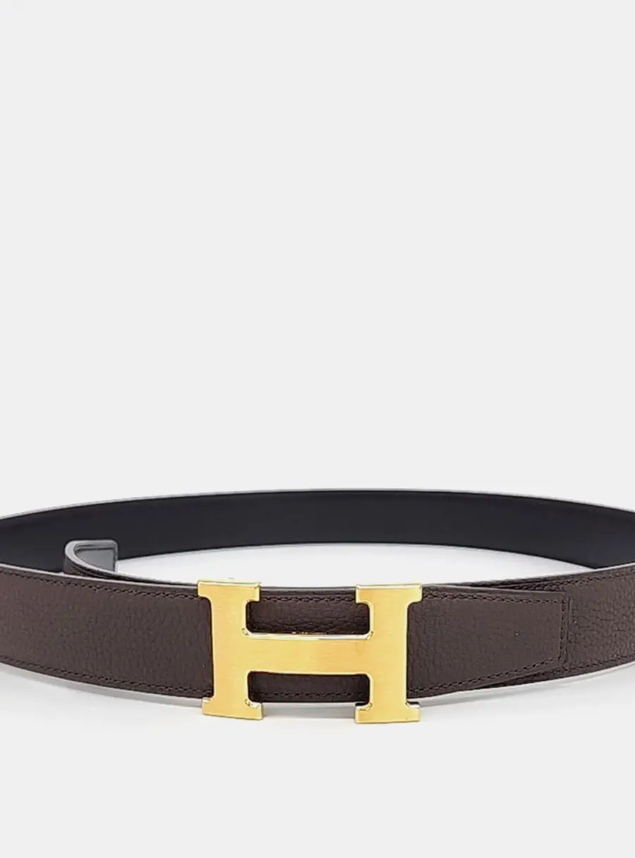 Herm&egrave;s Leather H Reversible Belt (B)