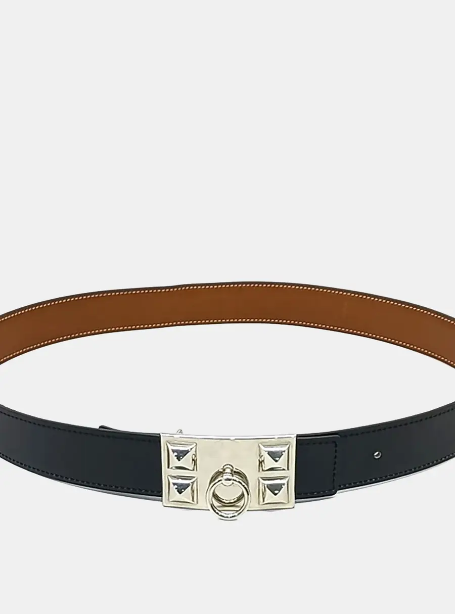 Hermes Leather Black Medor Belt