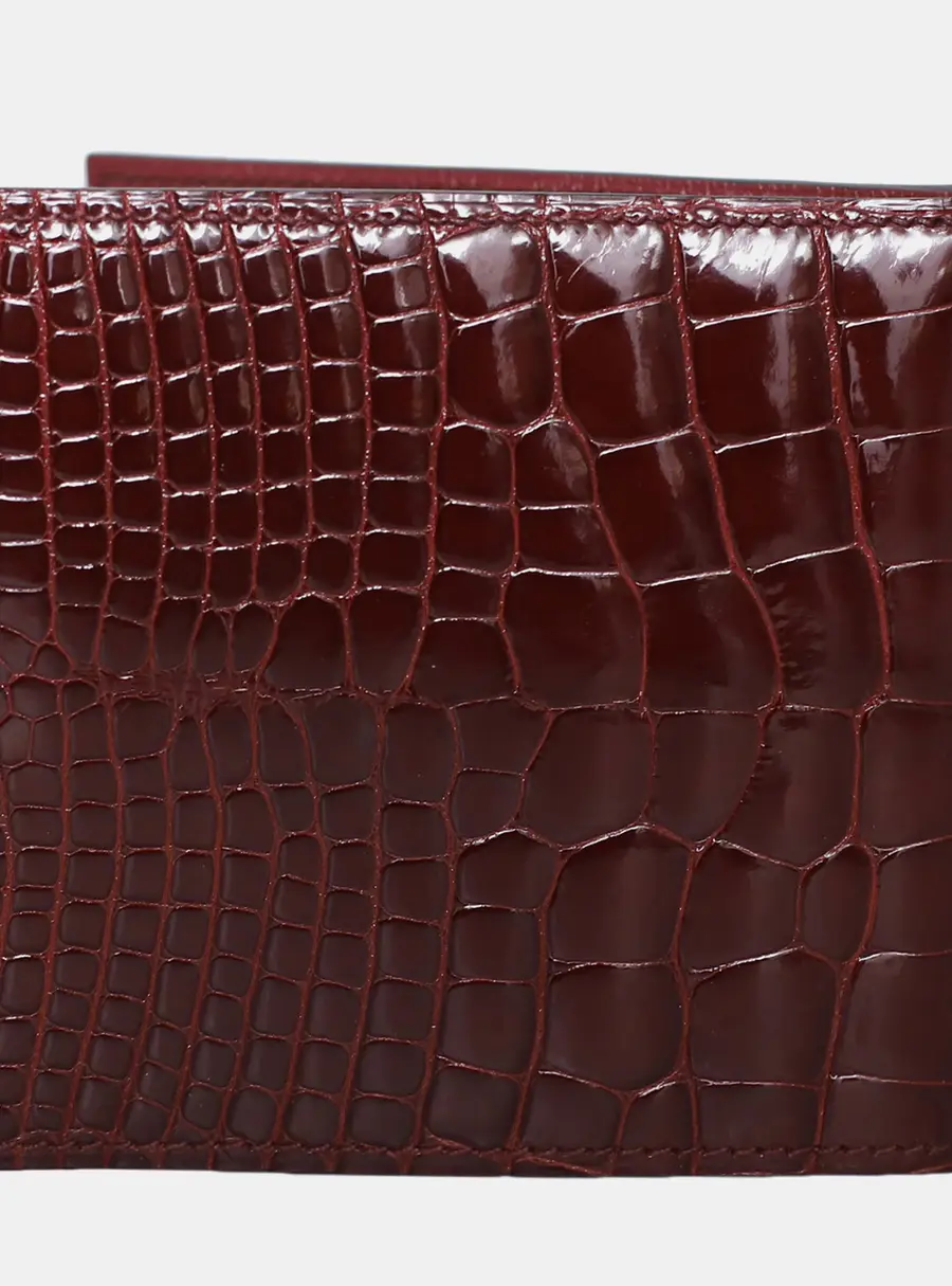 Hermes MC2 Copernic One Size Burgundy Alligator Leather Bi-fold Wallet