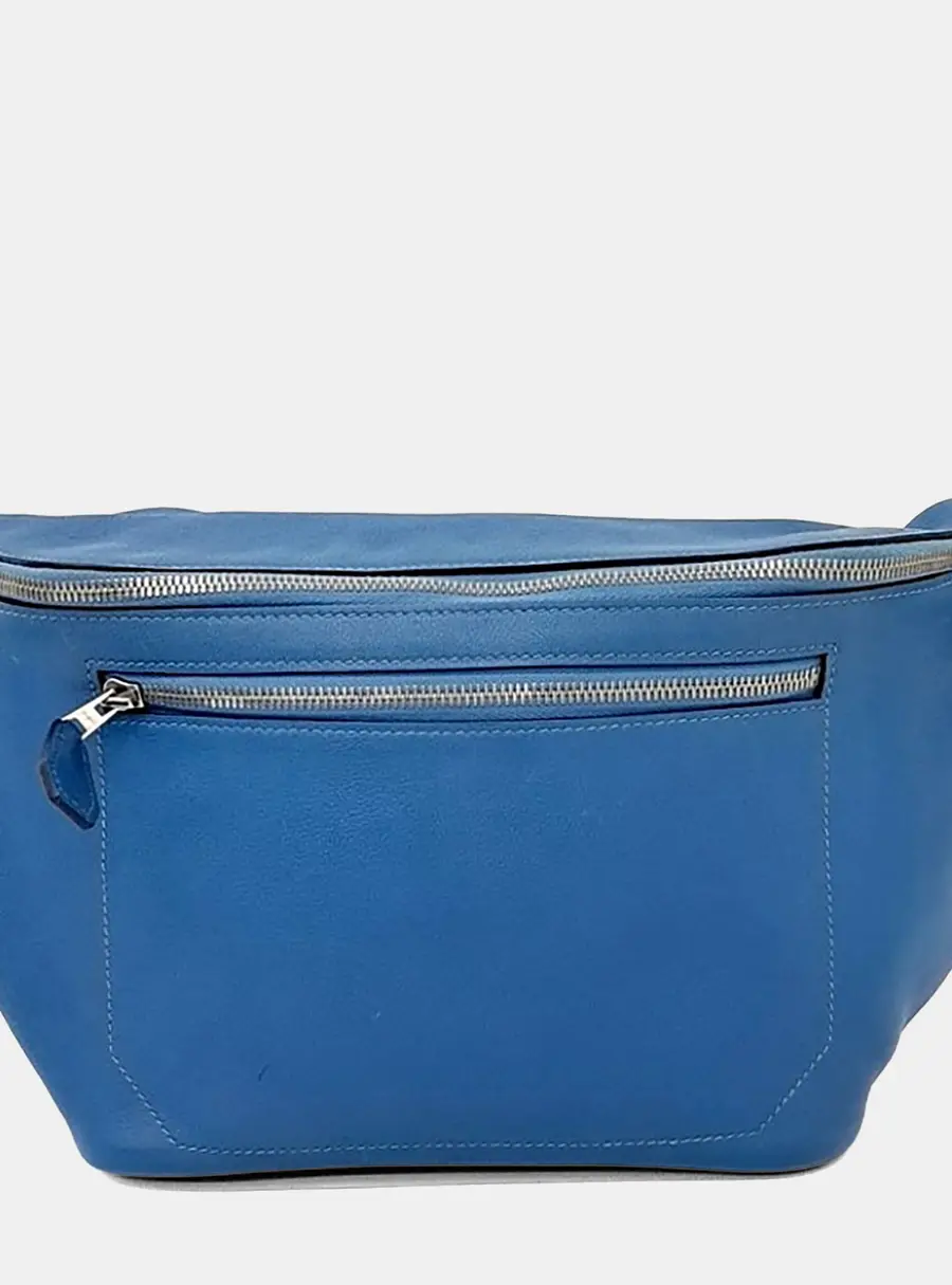 Hermes City Slide Blue Leather Belt Bag