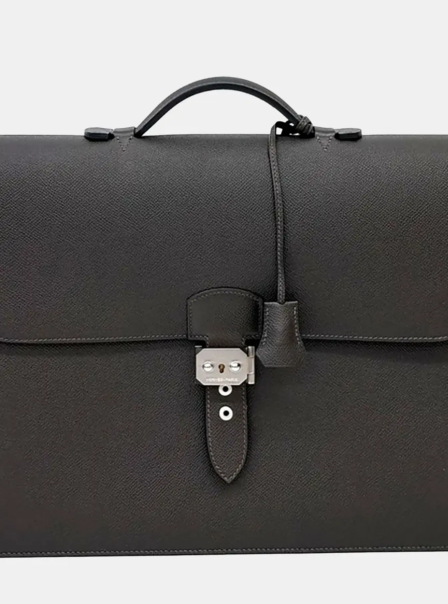 Hermes Black Leather Sac &agrave; D&eacute;p&ecirc;che 40 (T)