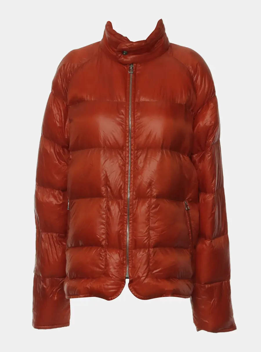 Hermes Orange Nylon Extra Light Zip Up Piumino Jacket