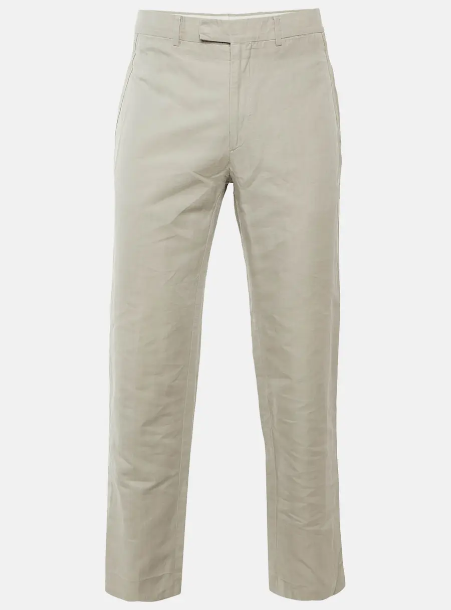 Hermes Beige Linen & Cotton Drop 8 Regular Fit Trousers L/Waist 34"